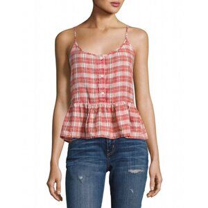 CURRENT/ELLIOT Linen Plaid Peplum Tank Top NEW Size 3 (Large)